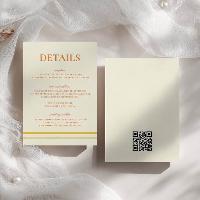 Tarjeta De Recepción Código QR de detalles de boda Simple Mantequilla S (Subido por el creador)