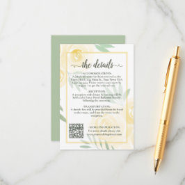 Tarjeta De Recepción Código QR de detalles de la boda de rosas boho chi