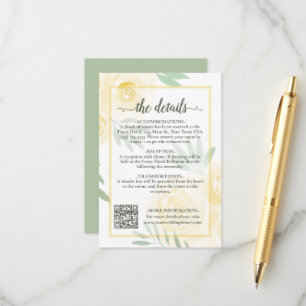 Tarjeta De Recepción Código QR de detalles de la boda de rosas boho chi