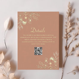 Tarjeta De Recepción Código QR de detalles de la boda de terracota