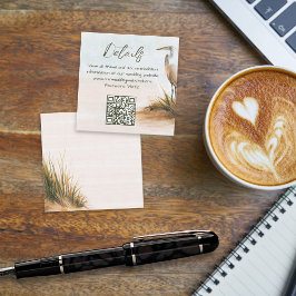 Tarjeta De Recepción Código QR de detalles de la boda Egret Boho Coster