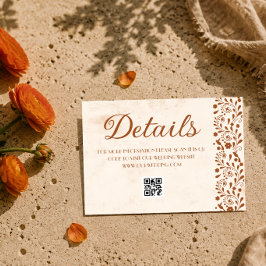 Tarjeta De Recepción código QR de detalles de la boda mexicana beige