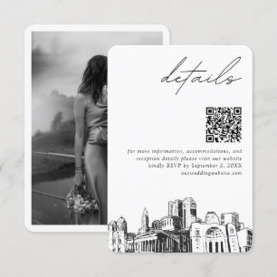 Tarjeta De Recepción Código QR de detalles modernos de boda de Columbus
