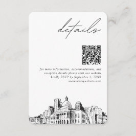 Tarjeta De Recepción Código QR de detalles modernos de boda en Boston