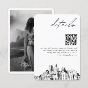 Tarjeta De Recepción Código QR de detalles modernos de boda en Boston