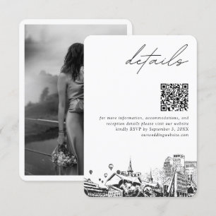 Tarjeta De Recepción Código QR de detalles modernos de boda en Louisvil