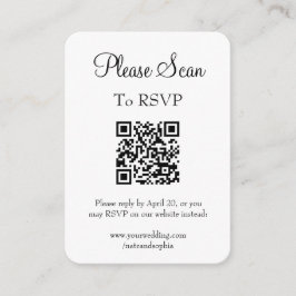 Tarjeta De Recepción Código QR de escaneo de boda blanco moderno simple