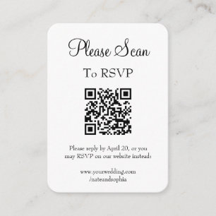 Tarjeta De Recepción Código QR de escaneo de boda blanco moderno simple