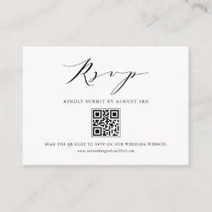 Tarjeta De Recepción Código QR de escritura Minimalista moderna negra R