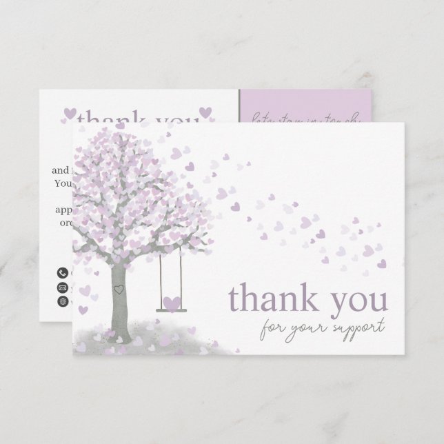 Tarjeta De Recepción Código QR de escritura moderna púrpura, gracias po (Anverso / Reverso)