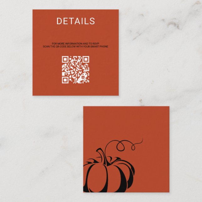 Tarjeta De Recepción Código QR de especias de calabaza (Anverso / Reverso)