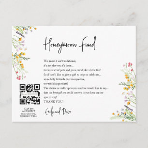 Tarjeta De Recepción CÓDIGO QR de flores silvestres luna de miel