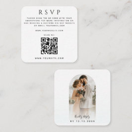 Tarjeta De Recepción Código QR de foto con forma de arco Chic para boda