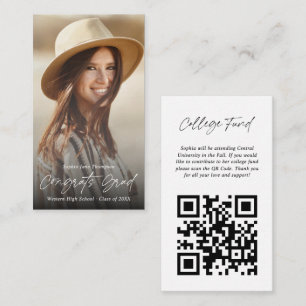 Tarjeta De Recepción Código QR de foto de fondo universitario de felici
