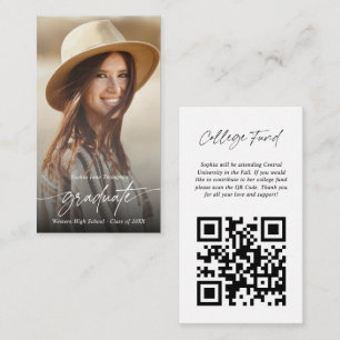 Tarjeta De Recepción Código QR de foto de graduado de fondo universitar