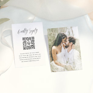 Tarjeta De Recepción Código QR de foto de respuesta de boda de guión si