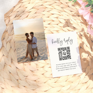 Tarjeta De Recepción Código QR de Foto de Tipografía Mínima para RSVP d