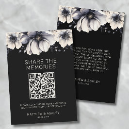 Tarjeta De Recepción Código QR de fotos compartidas de boda negra