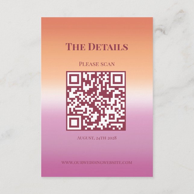 Tarjeta De Recepción Código QR de gradiente de bandera de orgullo en la (Reverso)
