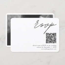 Tarjeta De Recepción Código QR de guión minimalista para boda RSVP pequ