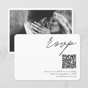 Tarjeta De Recepción Código QR de guión minimalista para boda RSVP pequ