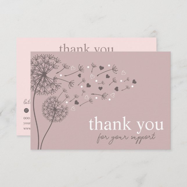 Tarjeta De Recepción Código QR de guión moderno rosa, gracias a los neg (Anverso / Reverso)