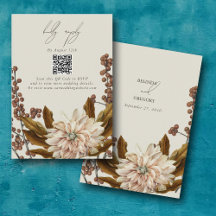 Código QR de la boda otoño de acuarela floral de o