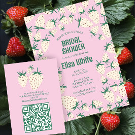 Tarjeta De Recepción Código QR de la DUCHA BRIDAL de Pineberry de fresa