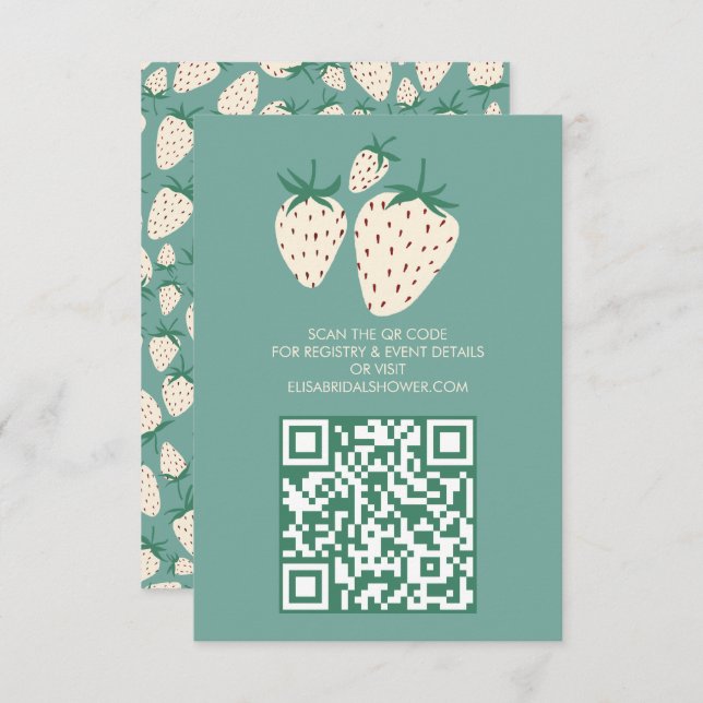 Tarjeta De Recepción Código QR de la DUCHA BRIDAL de Pineberry de fresa (Anverso / Reverso)
