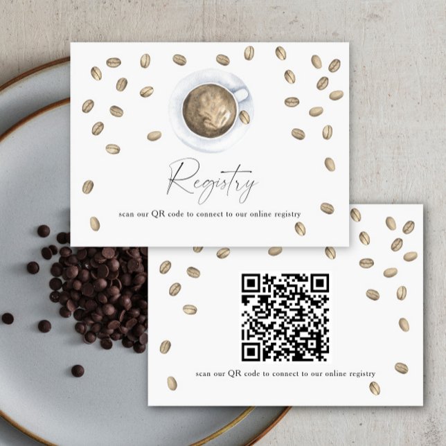 Tarjeta De Recepción Código QR de la ducha de novia de café para el reg (Subido por el creador)