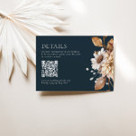 Tarjeta De Recepción Código QR de la Marina de Boho floral de color mar<br><div class="desc">Con un impresionante patrón floral de terracota, esta tarjeta le aporta un toque de belleza natural a cualquier evento. El código QR permite a los clientes acceder fácilmente a información adicional. Diseñado para coordinar con para la Colección Invitación a Boda "Harper". Vea el enlace de la colección en esta página...</div>