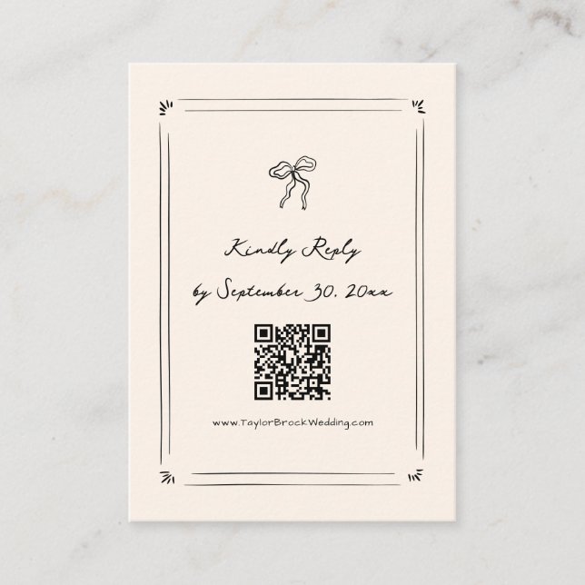 Tarjeta De Recepción Código Qr de matrimonio rápido dibujado a mano (Anverso)