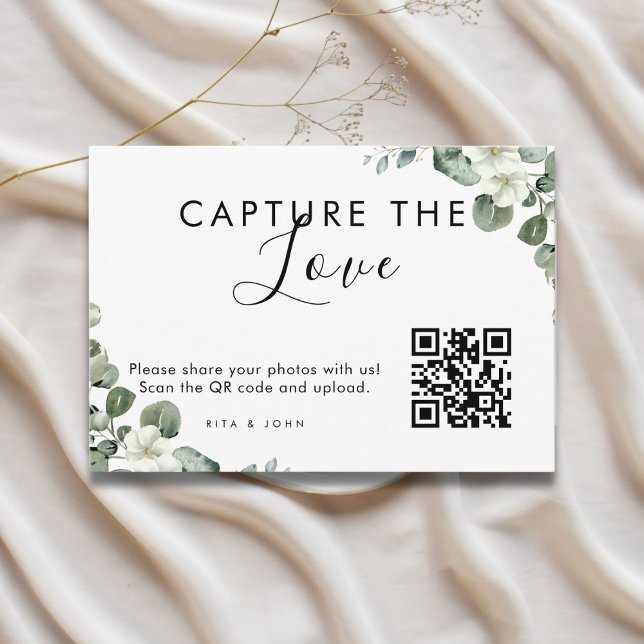 Tarjeta De Recepción Código QR de Modern Eucalyptus Capture The Love  (Subido por el creador)