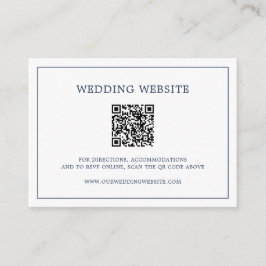 Tarjeta De Recepción Código QR de monograma azul marino simple y elegan
