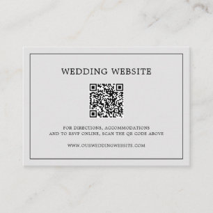 Tarjeta De Recepción Código QR de Monograma Gris Claro Simple y Elegant
