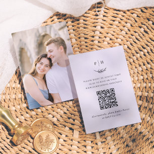 Tarjeta De Recepción Código QR de Monograma Minimalista para RSVP de Bo