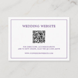 Tarjeta De Recepción Código QR de monograma morado simple Elegante boda