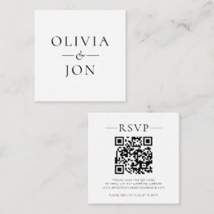 Tarjeta De Recepción Código QR de nombres modernos Responder Bodas Blan