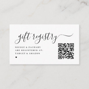 Tarjeta De Recepción Código QR de Registro de Regalos Minimalista para