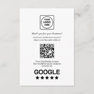 Tarjeta De Recepción Código QR de reseña de Google   Enlace de retroali