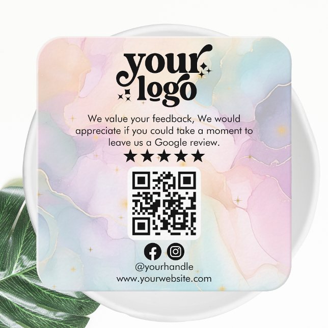 Tarjeta De Recepción Código QR de reseñas de Google Logo moderno de res (Subido por el creador)