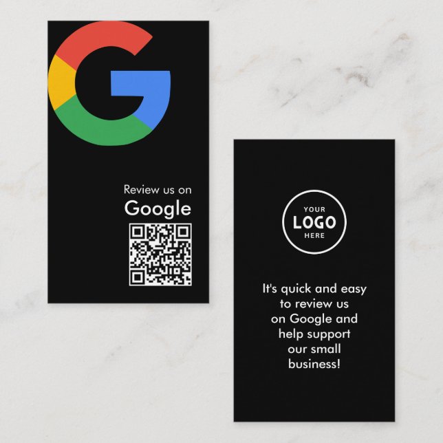 Tarjeta De Recepción Código QR de reseñas de Google moderno y trendy (Anverso / Reverso)