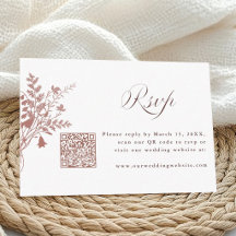 Código QR de respuesta de boda botánica Rosa Polvo