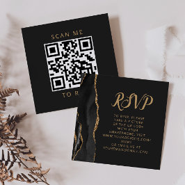 Tarjeta De Recepción Código QR de respuesta de boda con ágata de oro ne