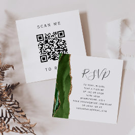 Tarjeta De Recepción Código QR de respuesta de boda con ágata dorada ve