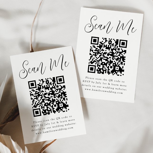 Tarjeta De Recepción Código QR de respuesta de boda con fuente negra si (Subido por el creador)