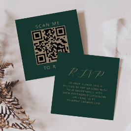 Tarjeta De Recepción Código QR de respuesta de boda con guión de oro es