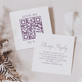 Tarjeta De Recepción Código QR de respuesta de boda con guión Mauve