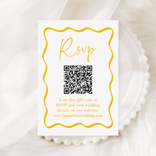 Tarjeta De Recepción Código QR de respuesta de boda con marco ondulado 