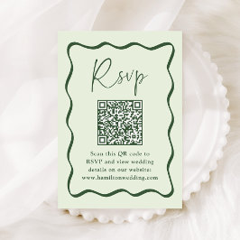 Tarjeta De Recepción Código QR de respuesta de boda con marco ondulado